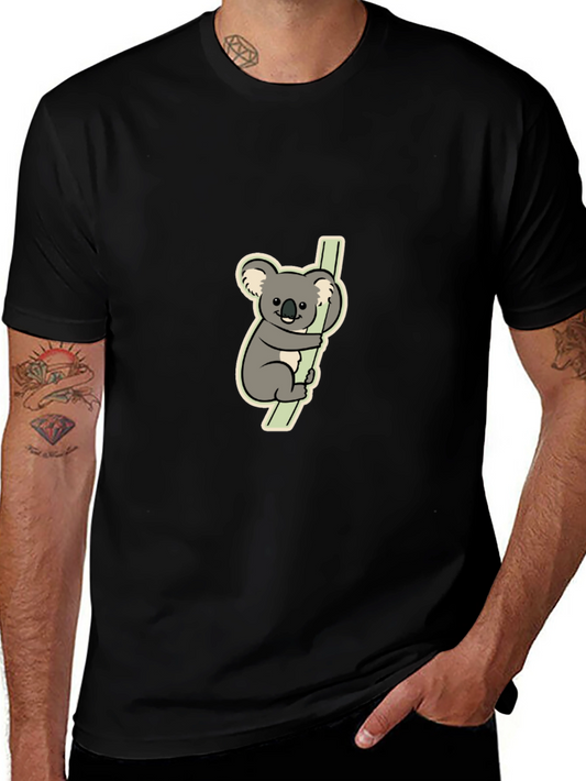 Koala Bear Graphic Tee - Black Cotton T-Shirt