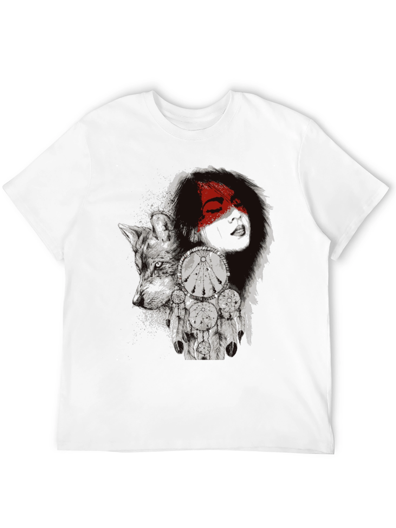 Wolf Dreamcatcher Graphic T-Shirt - Mens Black Tee
