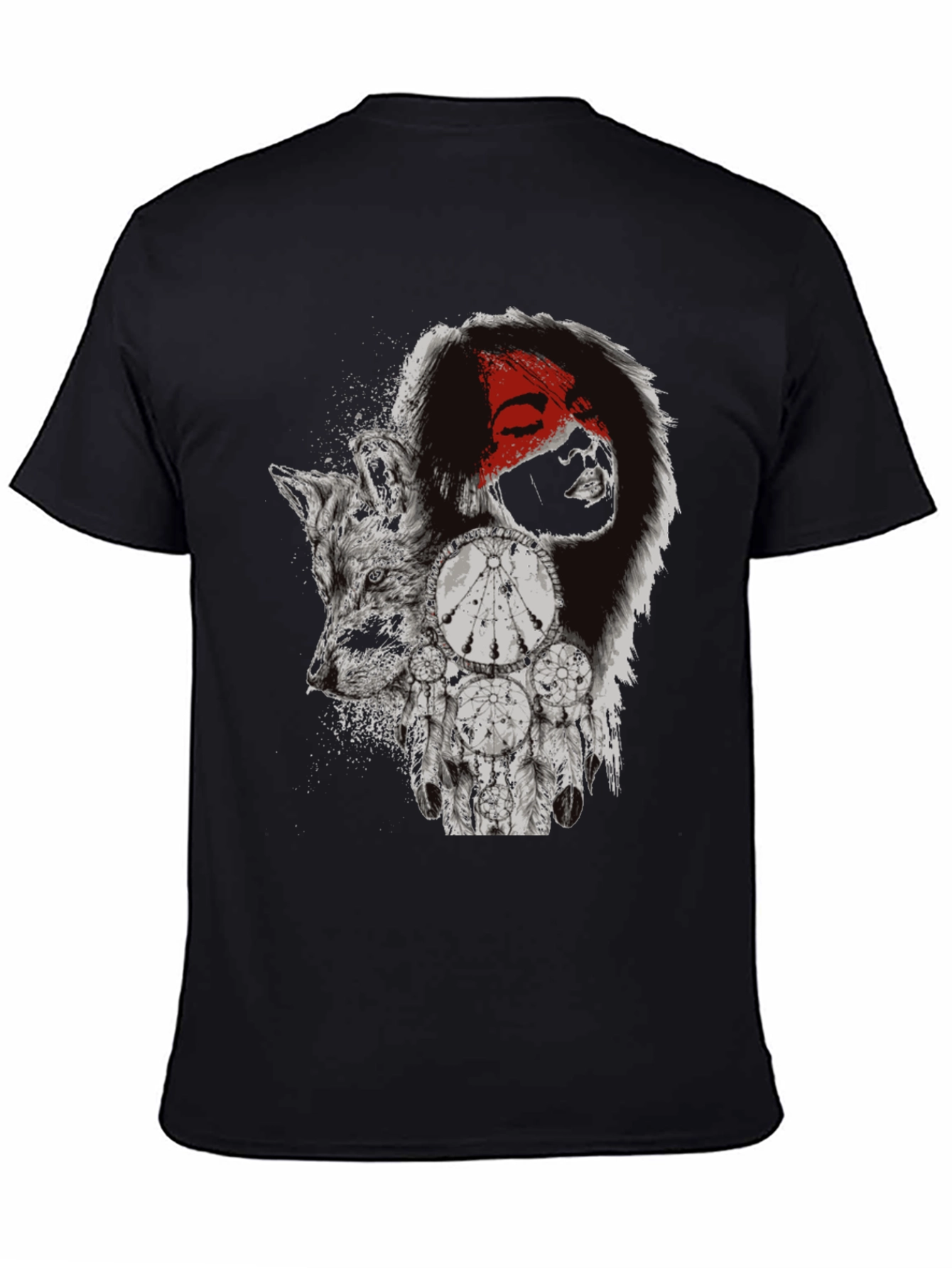 Wolf Dreamcatcher Graphic T-Shirt - Mens Black Tee