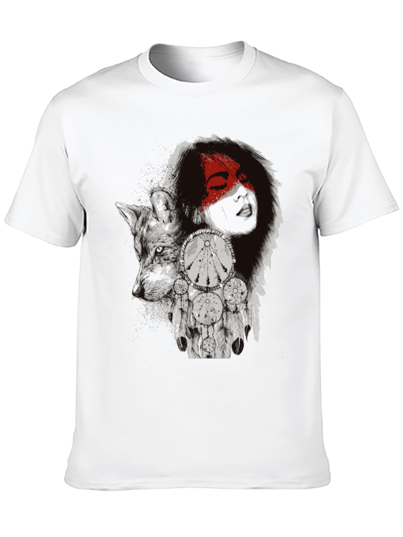 Wolf Dreamcatcher Graphic T-Shirt - Mens Black Tee