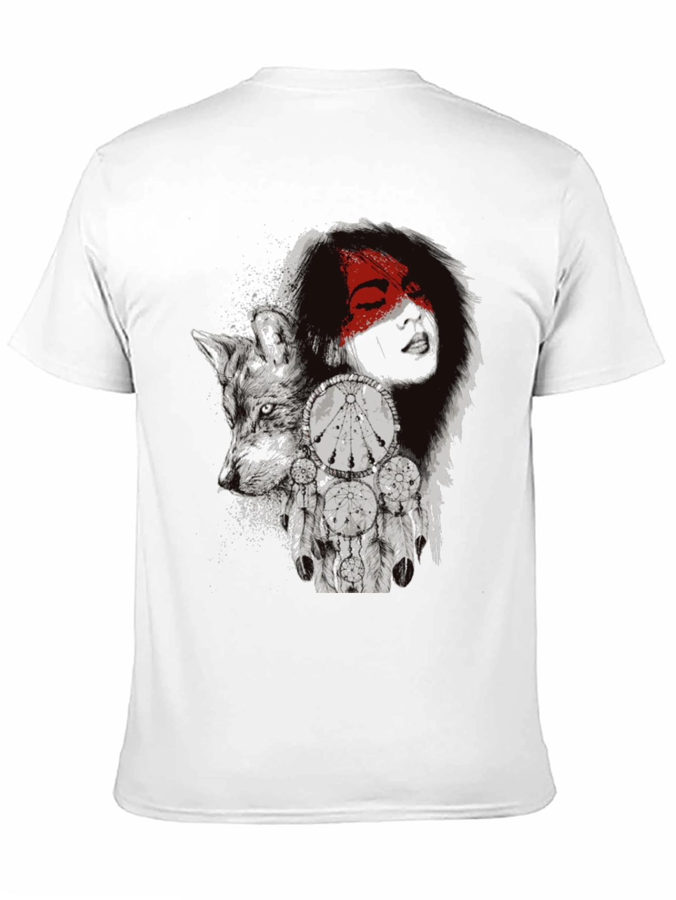 Wolf Dreamcatcher Graphic T-Shirt - Mens Black Tee