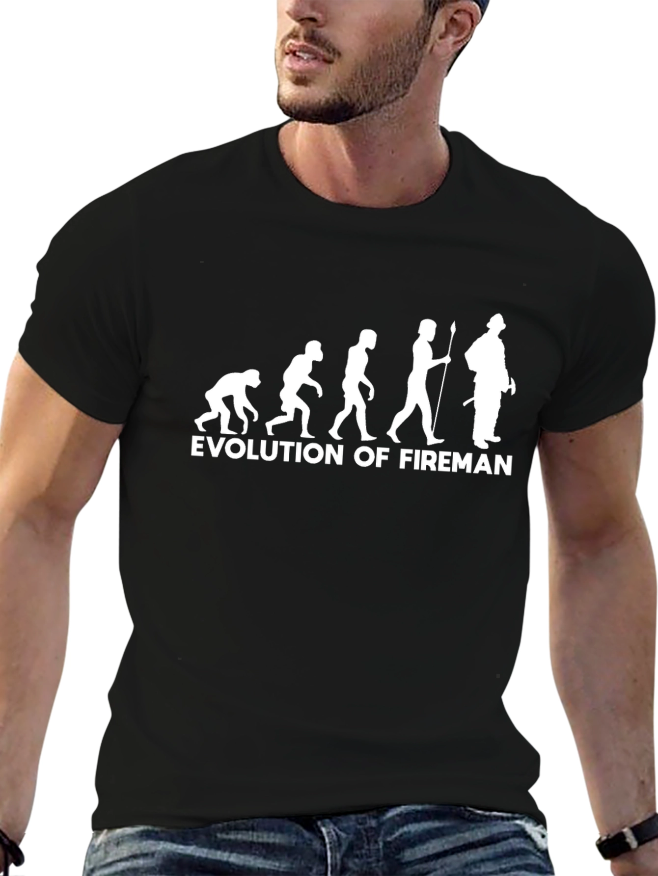 Evolution of Fireman Black T-Shirt
