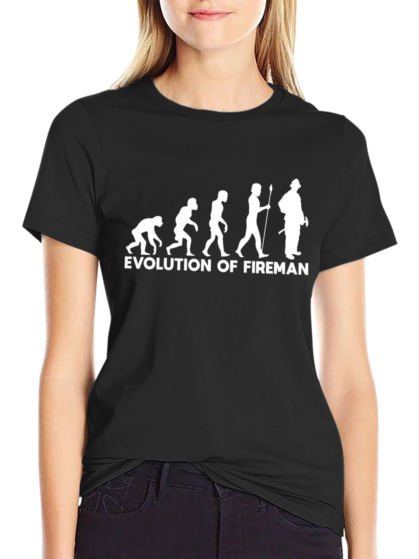 Evolution of Fireman Black T-Shirt