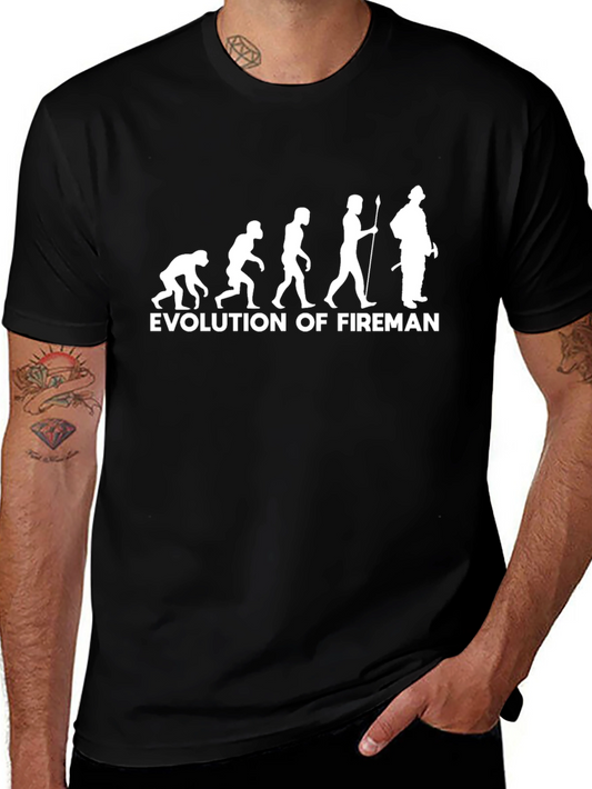 Evolution of Fireman Black T-Shirt