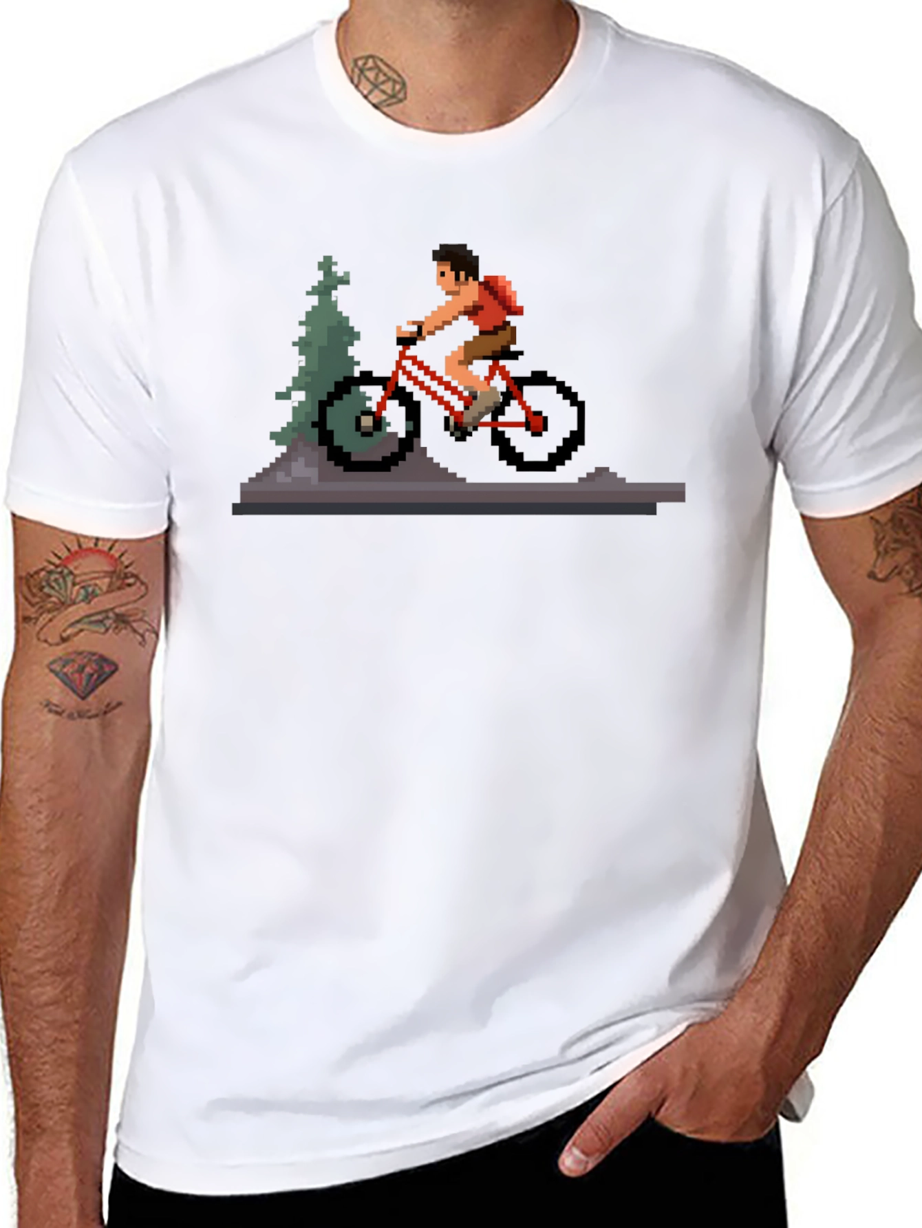 Pixel Art Mountain Biker T-Shirt