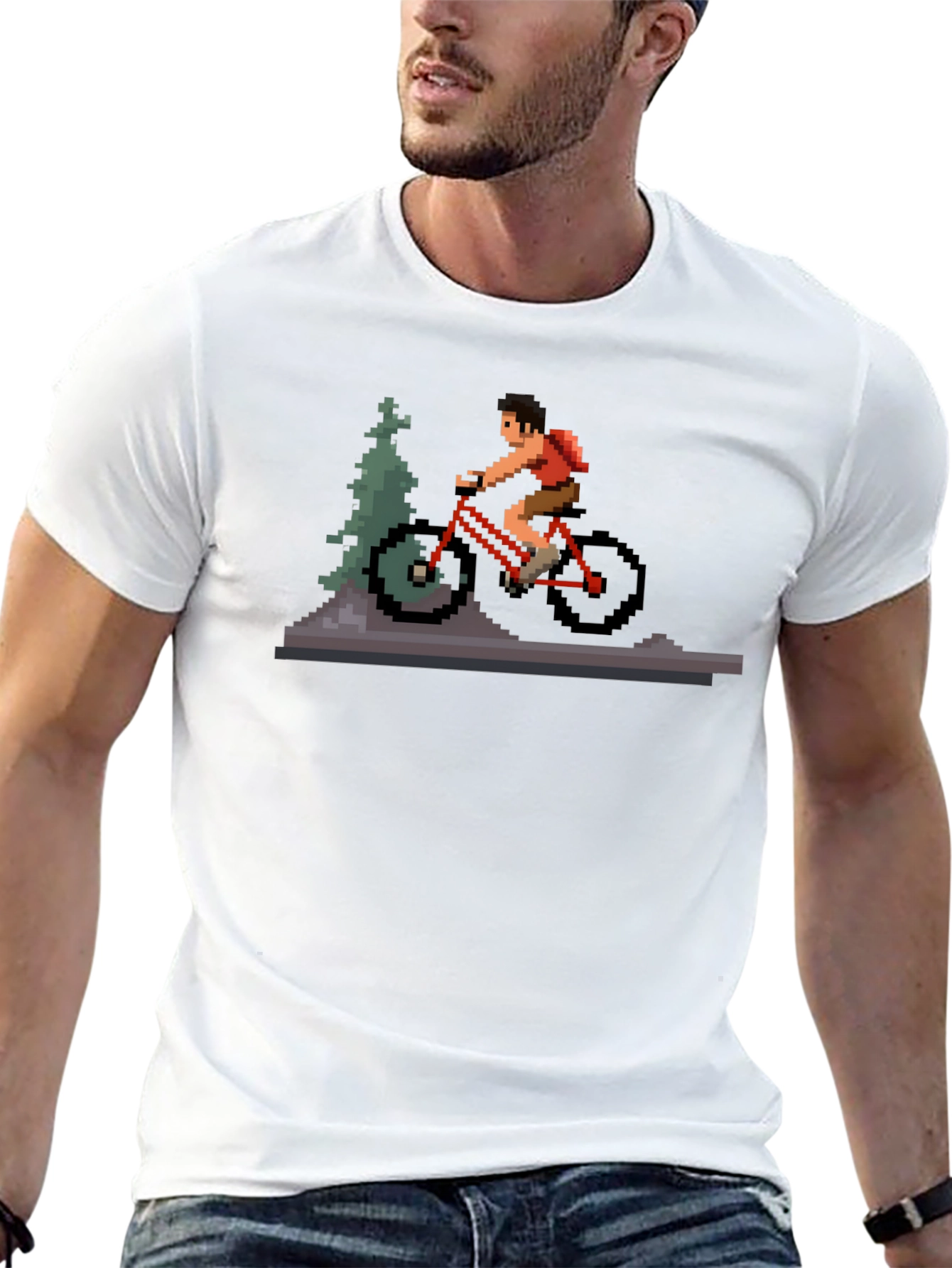 Pixel Art Mountain Biker T-Shirt