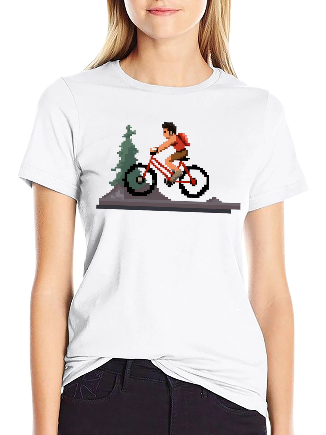 Pixel Art Mountain Biker T-Shirt