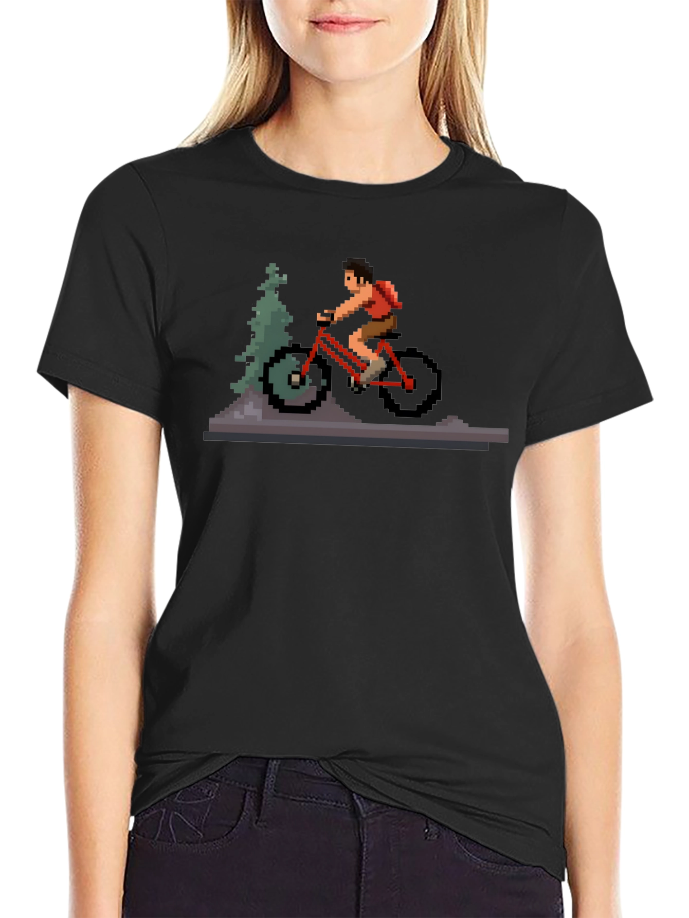 Pixel Art Mountain Biker T-Shirt