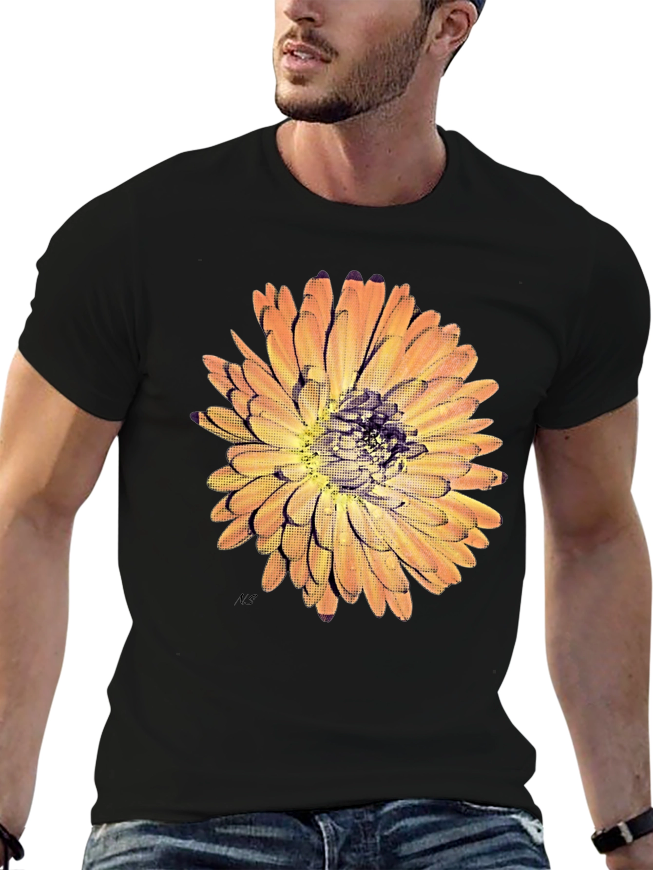 Black Floral Graphic Print Tee