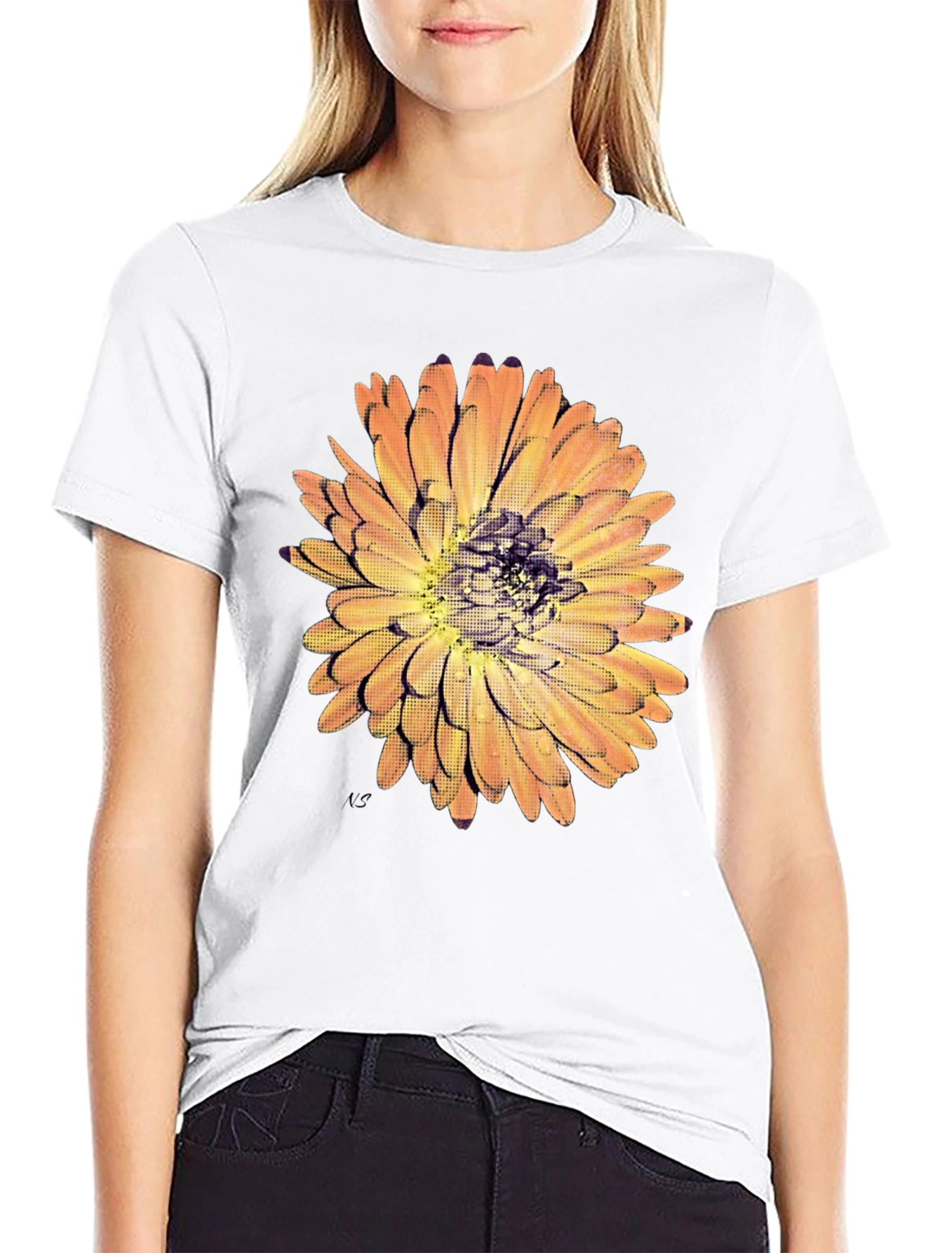 Black Floral Graphic Print Tee