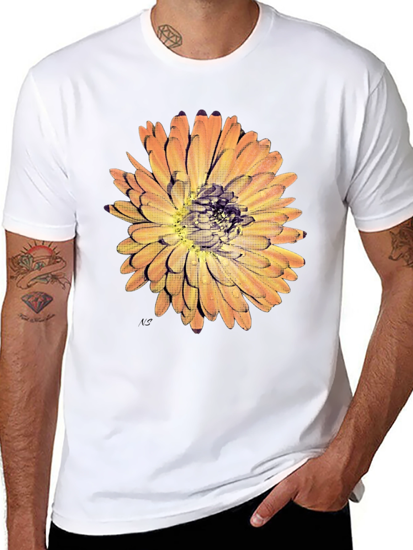 Black Floral Graphic Print Tee