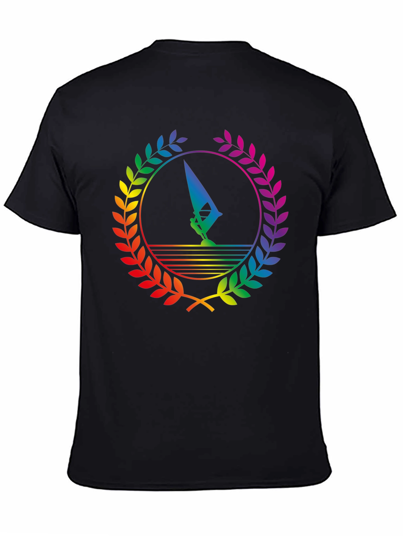 Rainbow Windsurfer Black T-Shirt