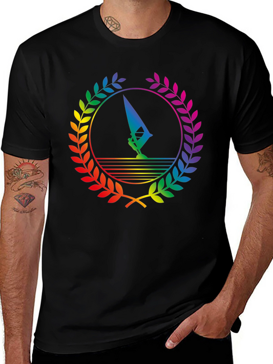 Rainbow Windsurfer Black T-Shirt