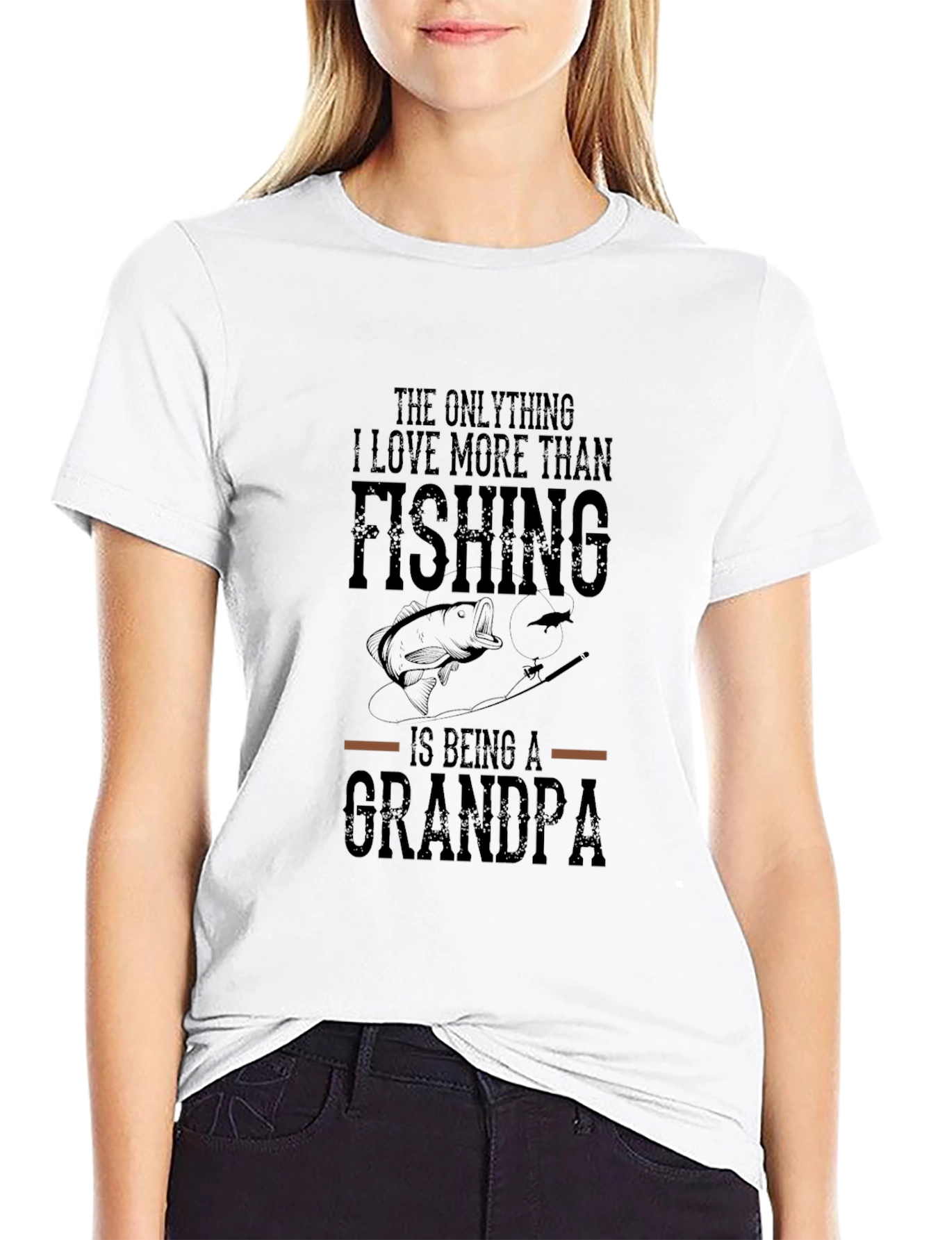 Fishing Grandpa Black Graphic T-Shirt