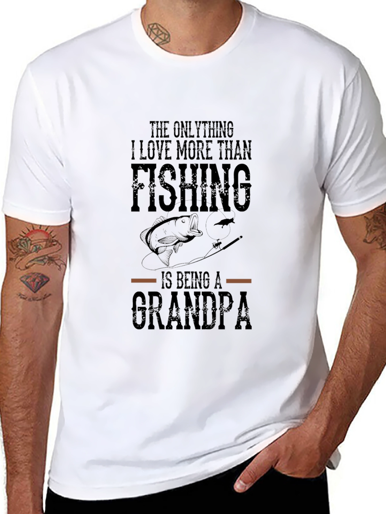 Fishing Grandpa Black Graphic T-Shirt