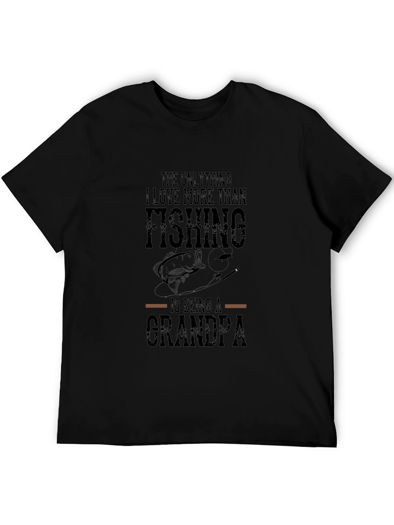 Fishing Grandpa Black Graphic T-Shirt