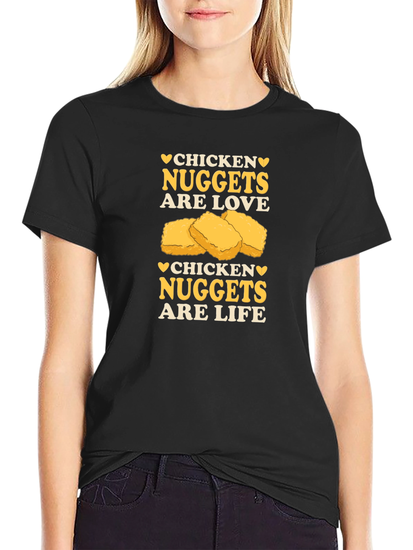 Chicken Nuggets are Love & Life Black T-Shirt