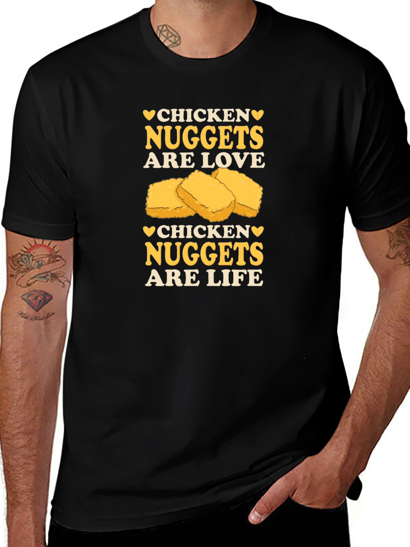 Chicken Nuggets are Love & Life Black T-Shirt