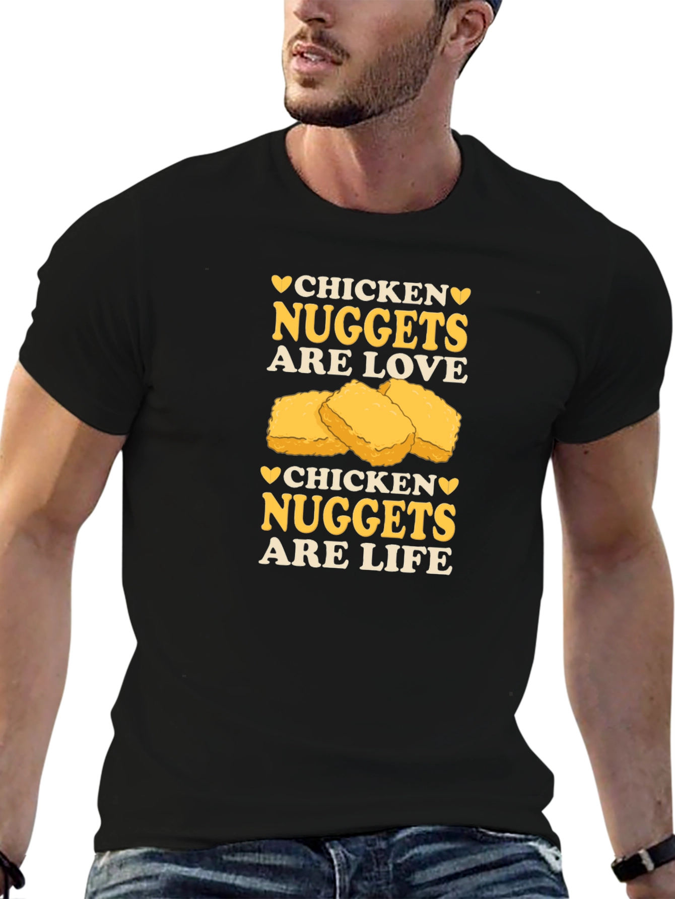Chicken Nuggets are Love & Life Black T-Shirt