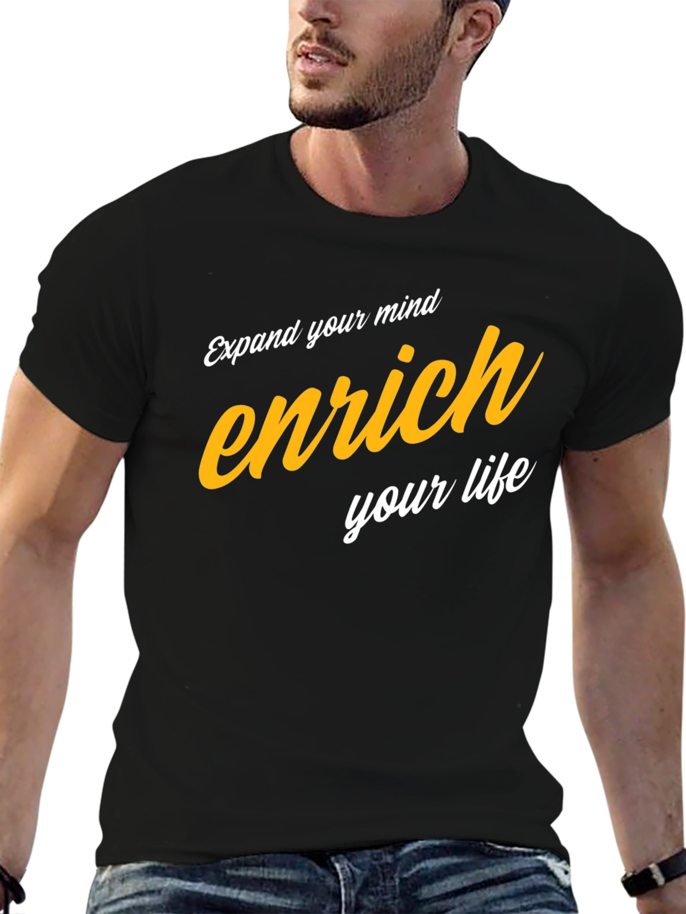 Enrich Your Mind Graphic Tee - Black Cotton Blend