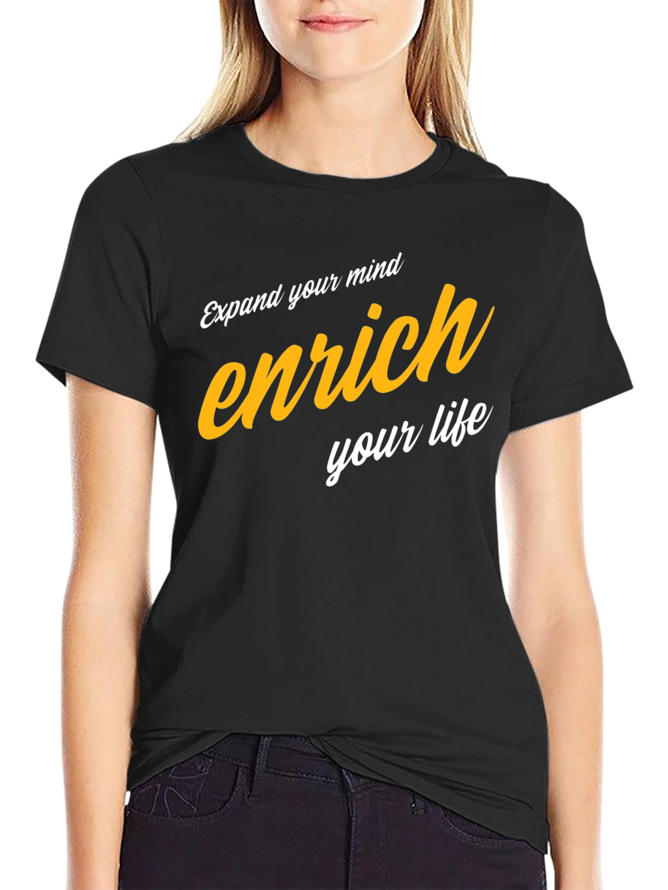 Enrich Your Mind Graphic Tee - Black Cotton Blend