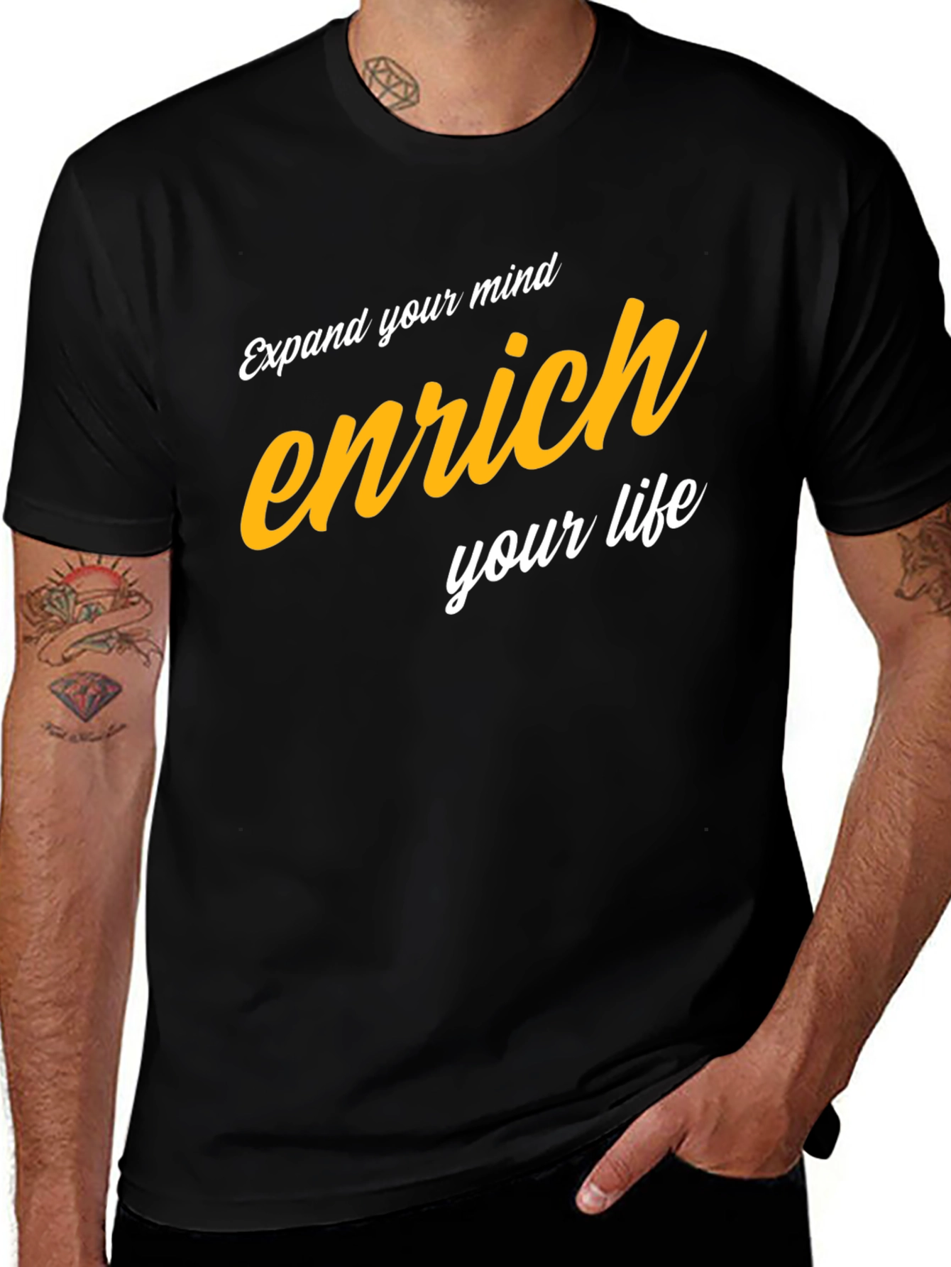 Enrich Your Mind Graphic Tee - Black Cotton Blend