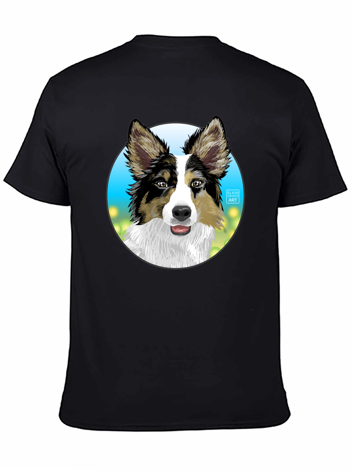 Dog Art T-Shirt - Cute Collie Graphic Tee