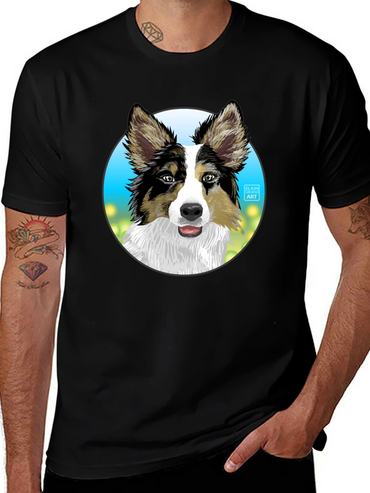 Dog Art T-Shirt - Cute Collie Graphic Tee