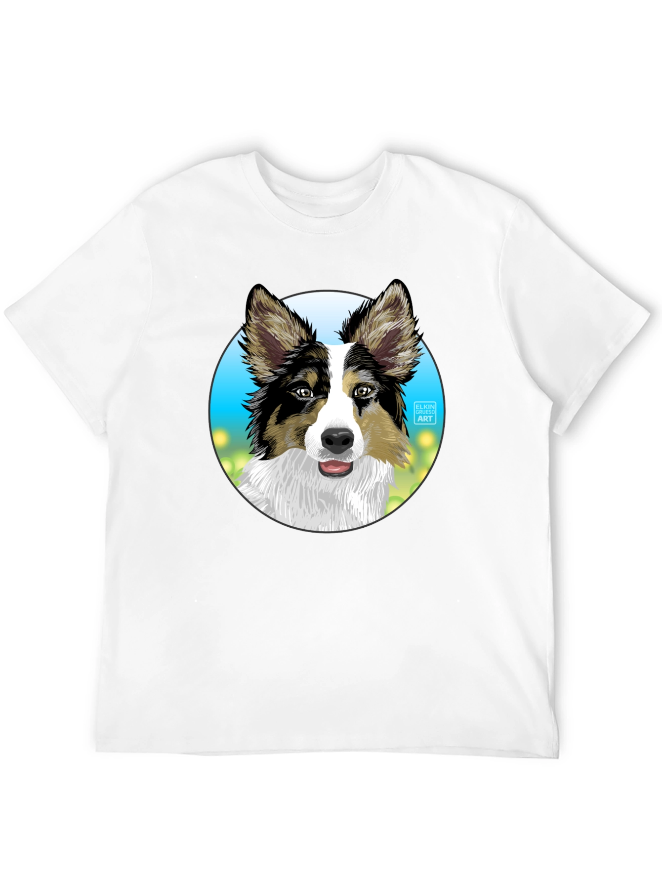 Dog Art T-Shirt - Cute Collie Graphic Tee