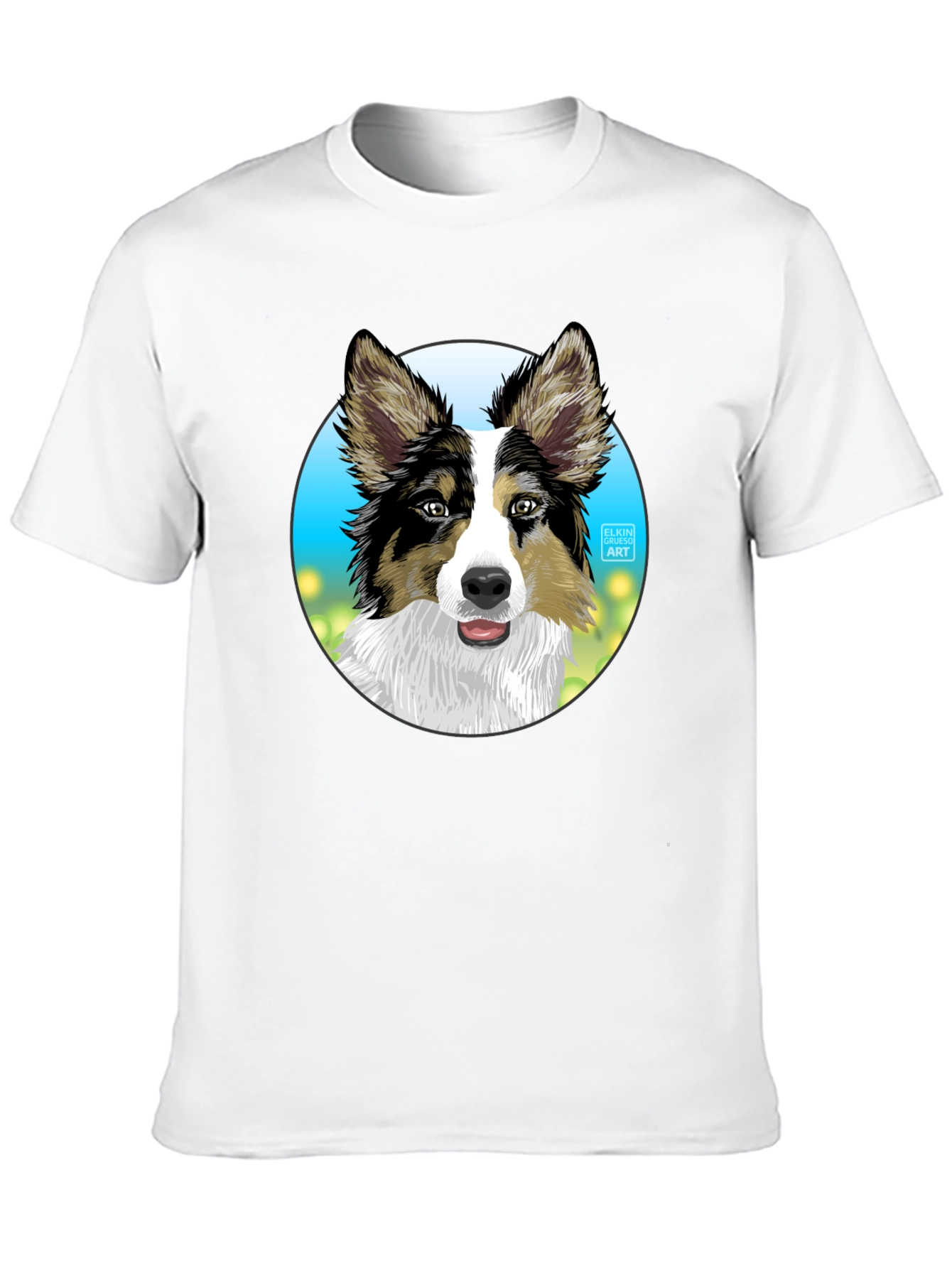 Dog Art T-Shirt - Cute Collie Graphic Tee