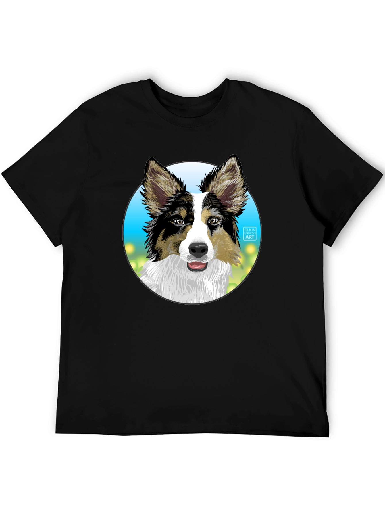 Dog Art T-Shirt - Cute Collie Graphic Tee