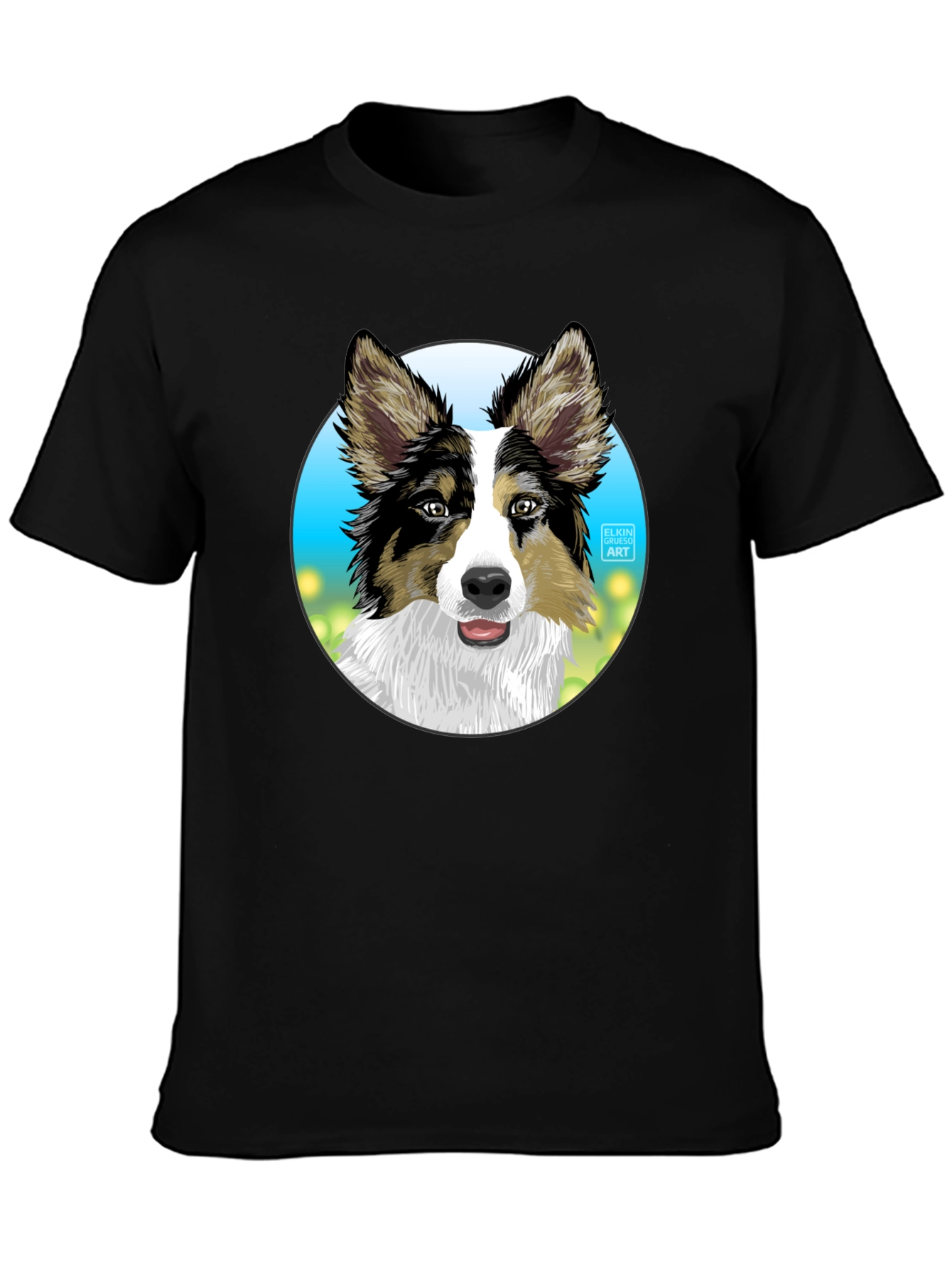 Dog Art T-Shirt - Cute Collie Graphic Tee