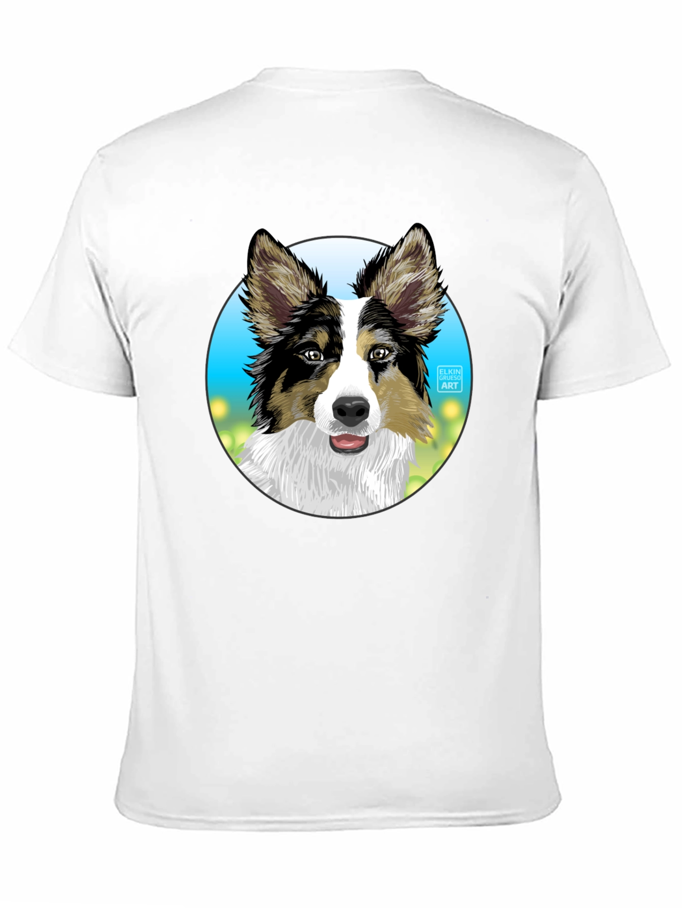 Dog Art T-Shirt - Cute Collie Graphic Tee