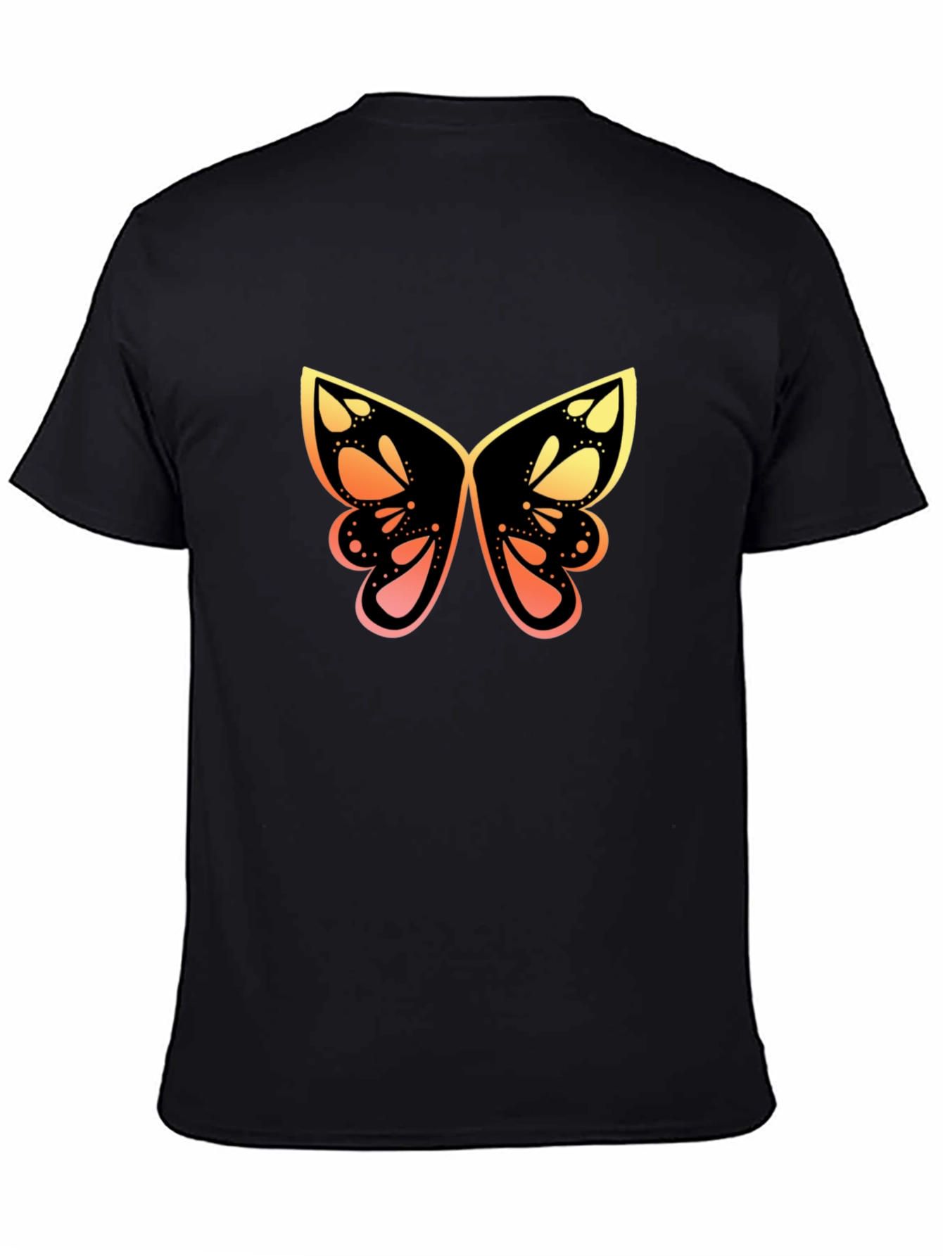 Butterfly Gradient Graphic Tee - Stylish Black T-Shirt