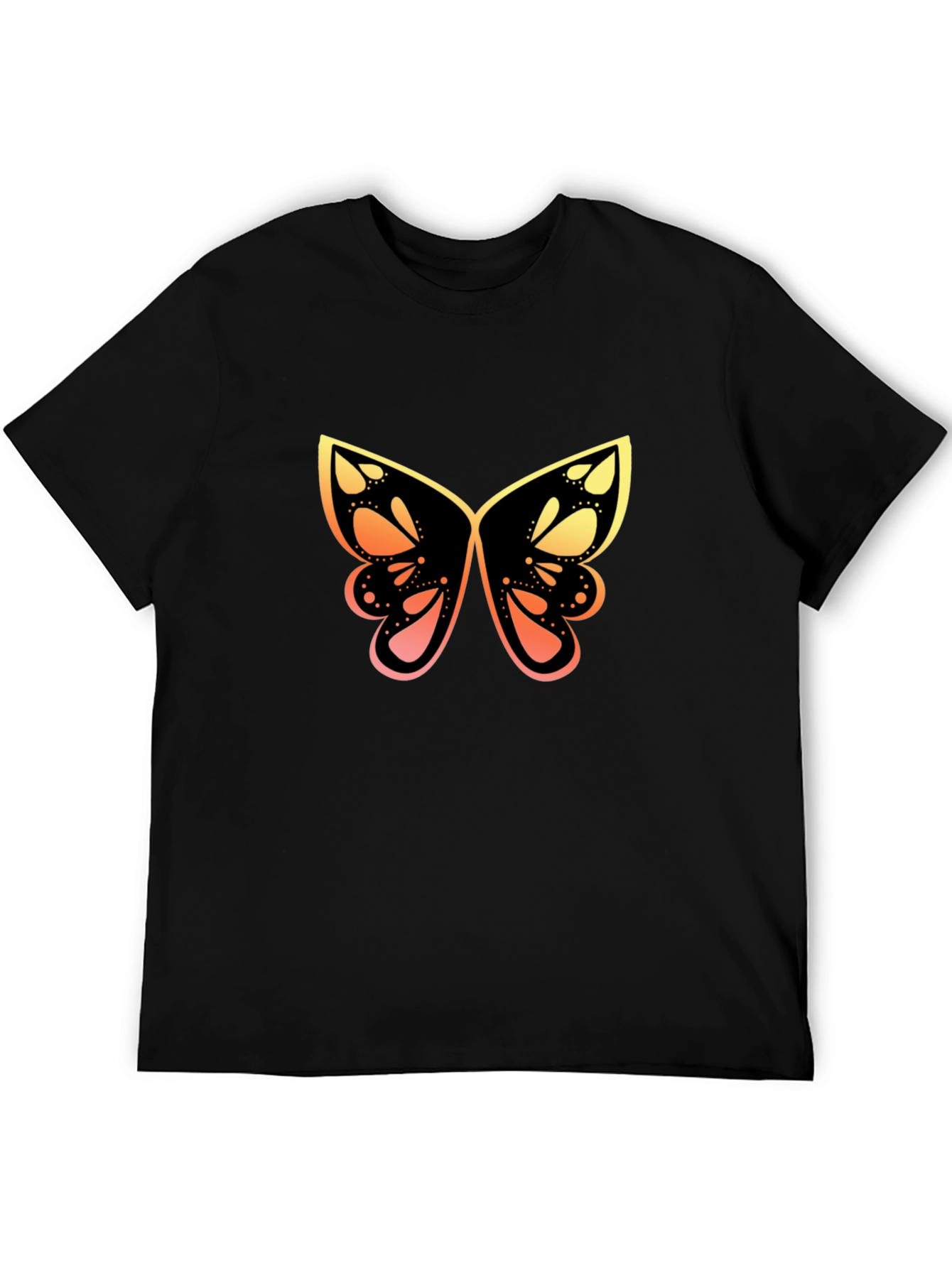 Butterfly Gradient Graphic Tee - Stylish Black T-Shirt