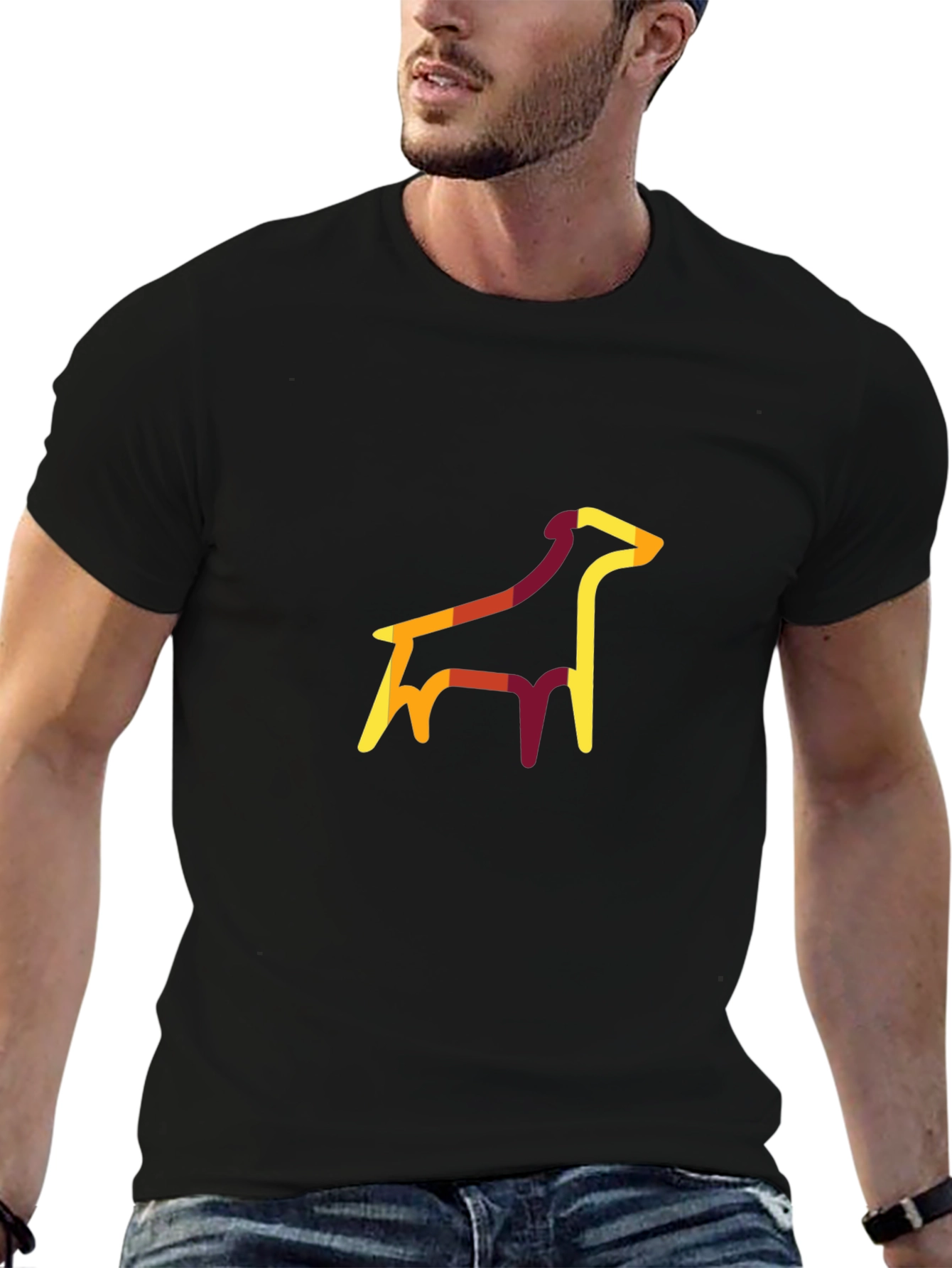 Abstract Dog Graphic Tee - Unisex Black T-Shirt