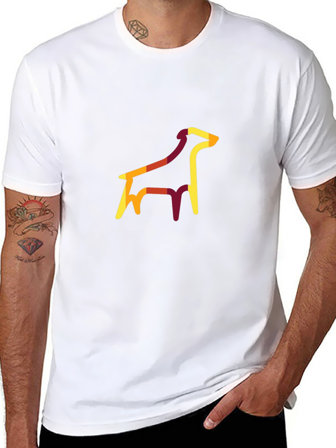 Abstract Dog Graphic Tee - Unisex Black T-Shirt