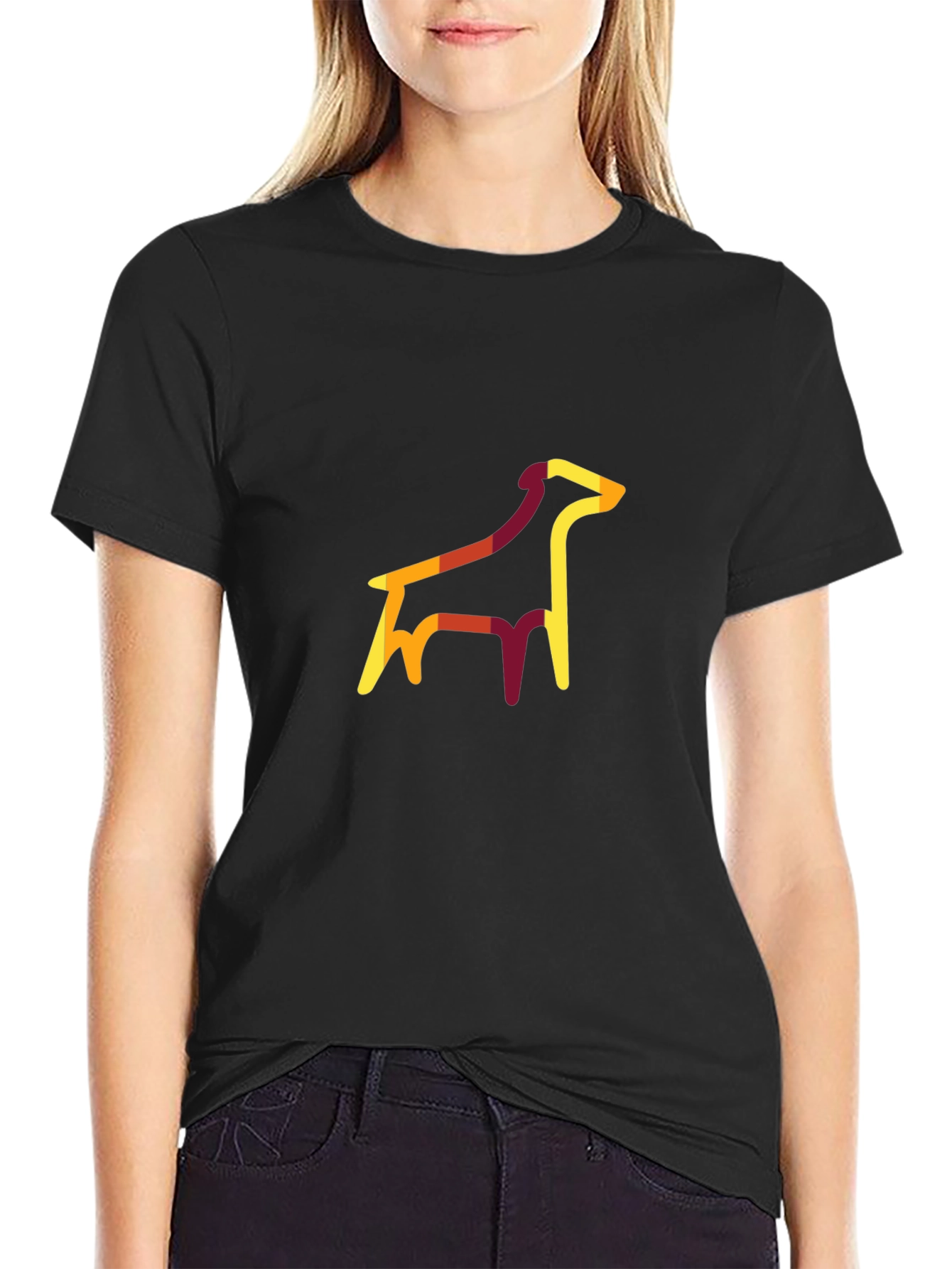 Abstract Dog Graphic Tee - Unisex Black T-Shirt