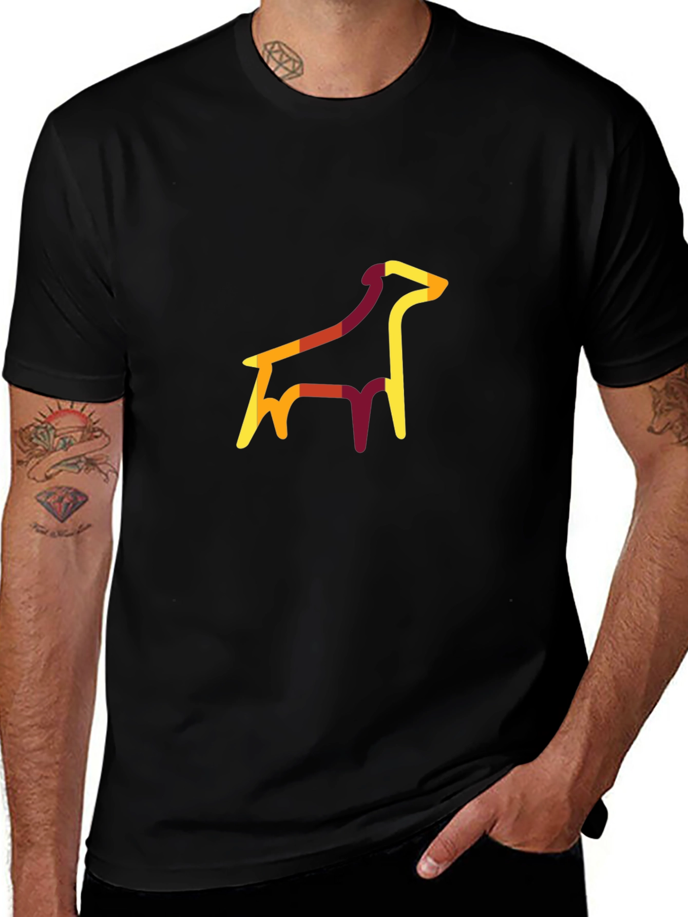 Abstract Dog Graphic Tee - Unisex Black T-Shirt