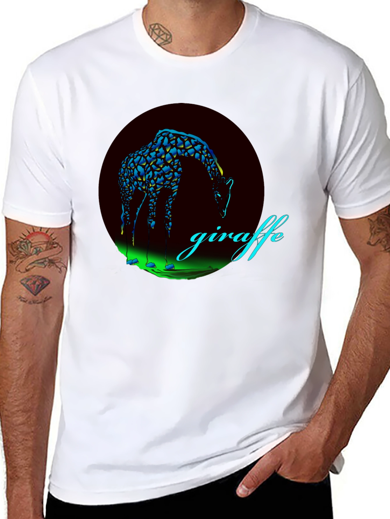 Giraffe Graphic Print Black T-Shirt