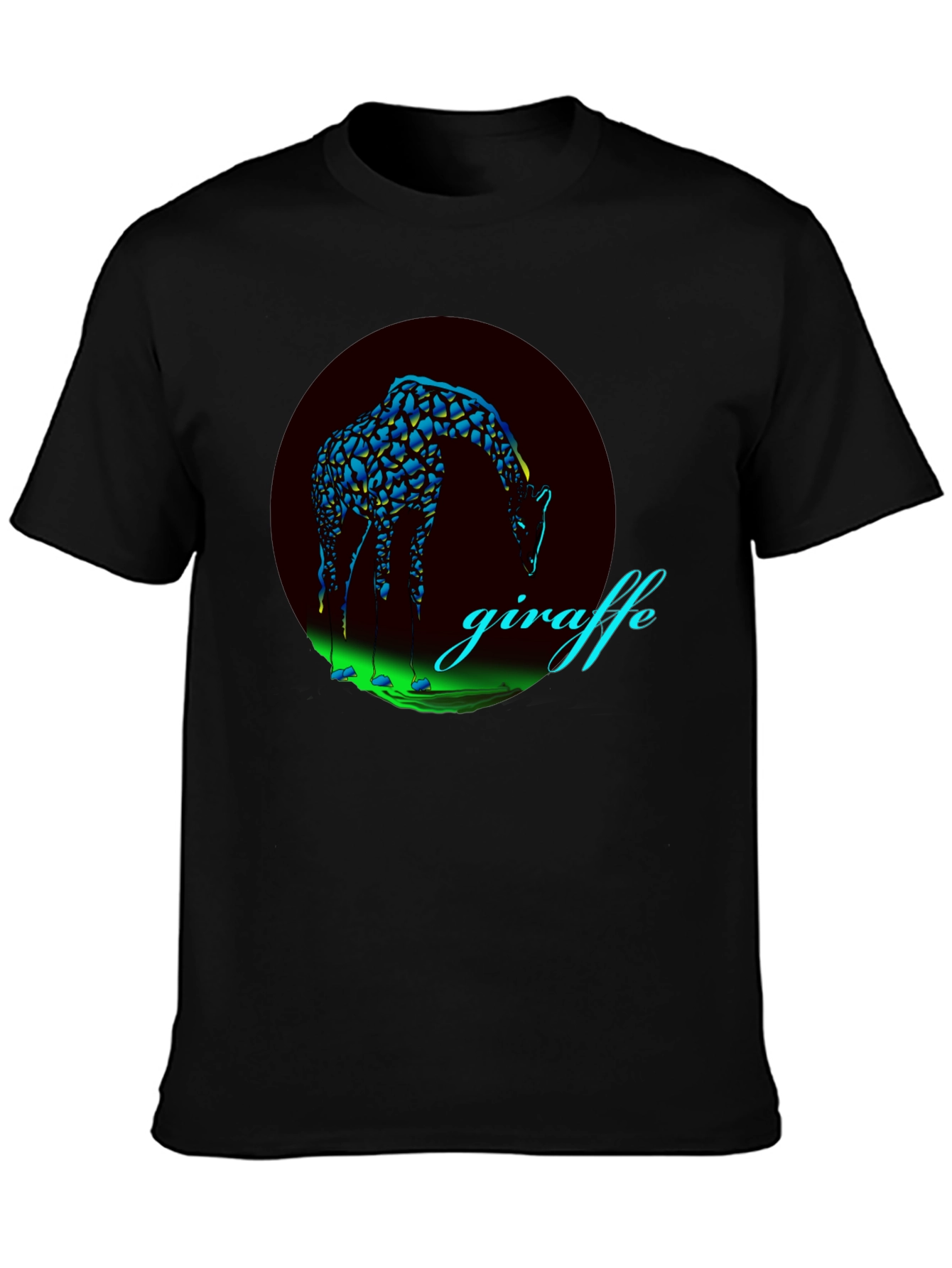 Giraffe Graphic Print Black T-Shirt