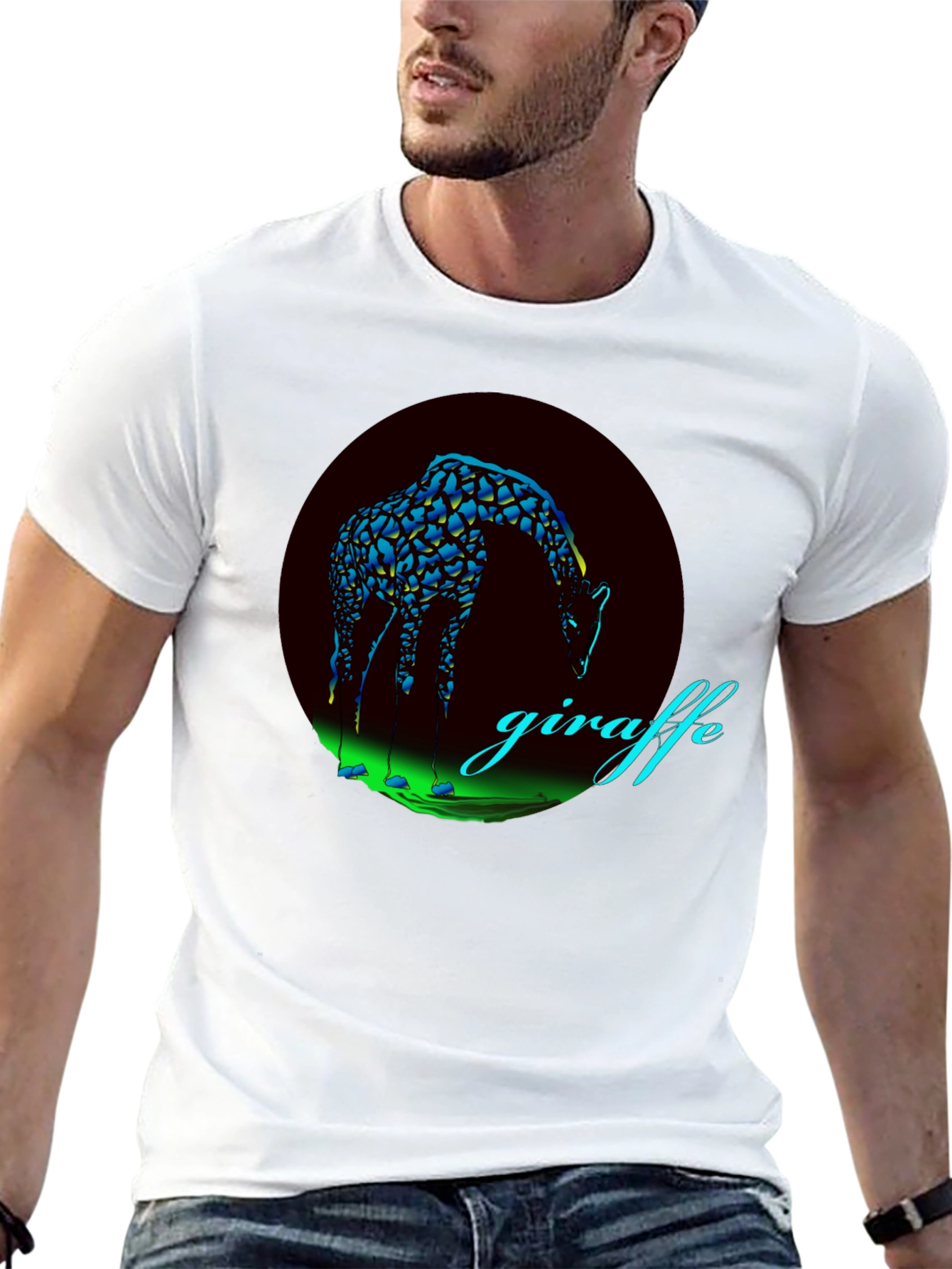 Giraffe Graphic Print Black T-Shirt