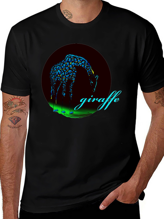 Giraffe Graphic Print Black T-Shirt