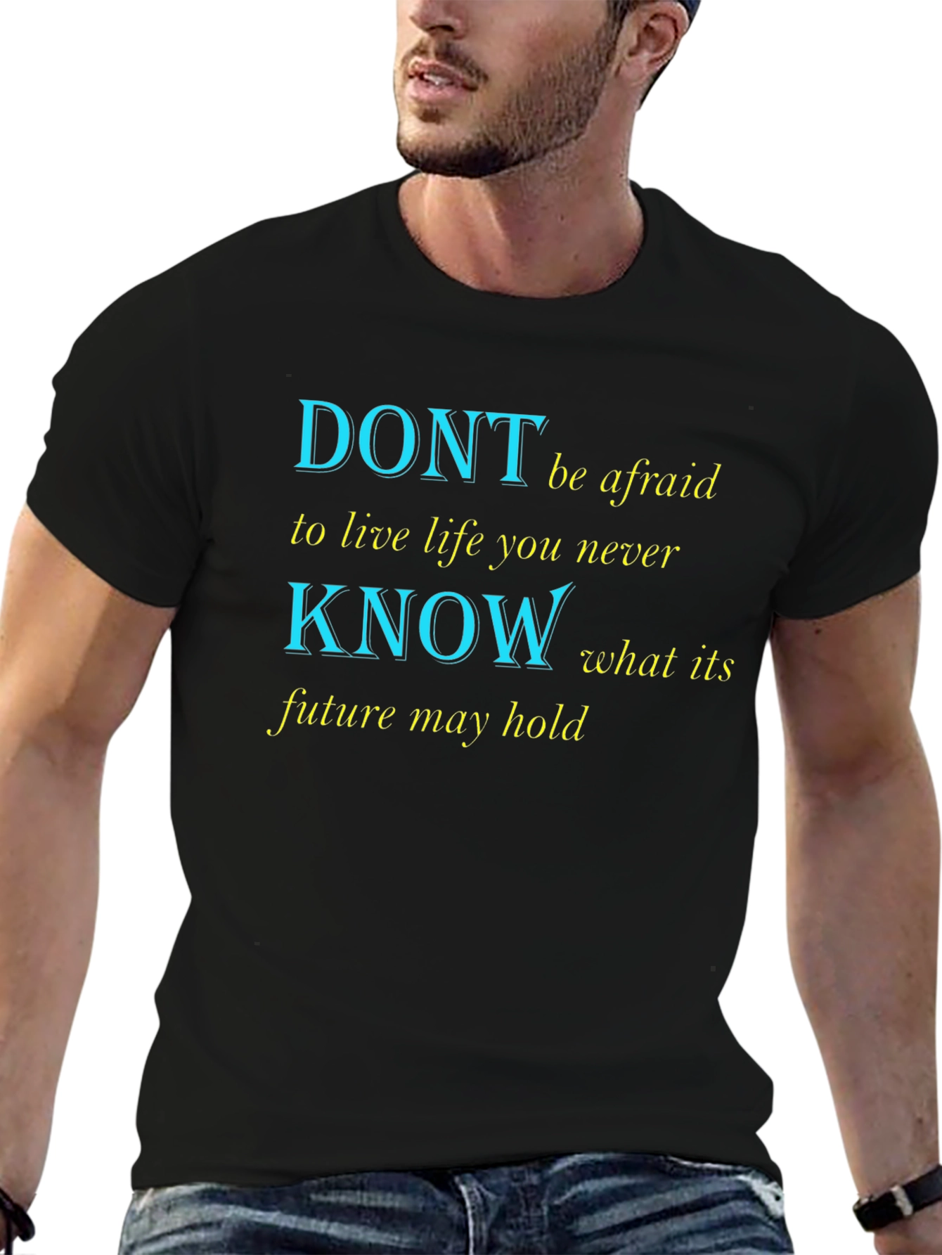 Motivational Graphic Print T-Shirt - Live Life