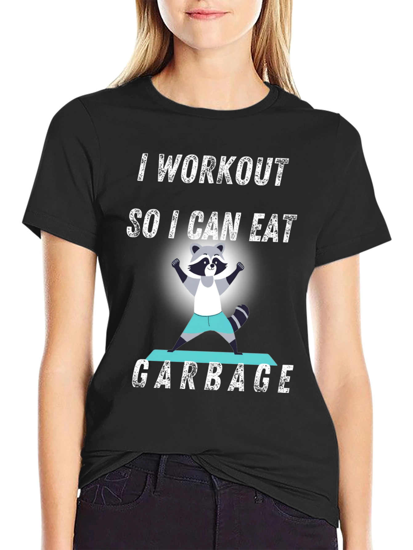 Workout to Eat Garbage Raccoon T-Shirt