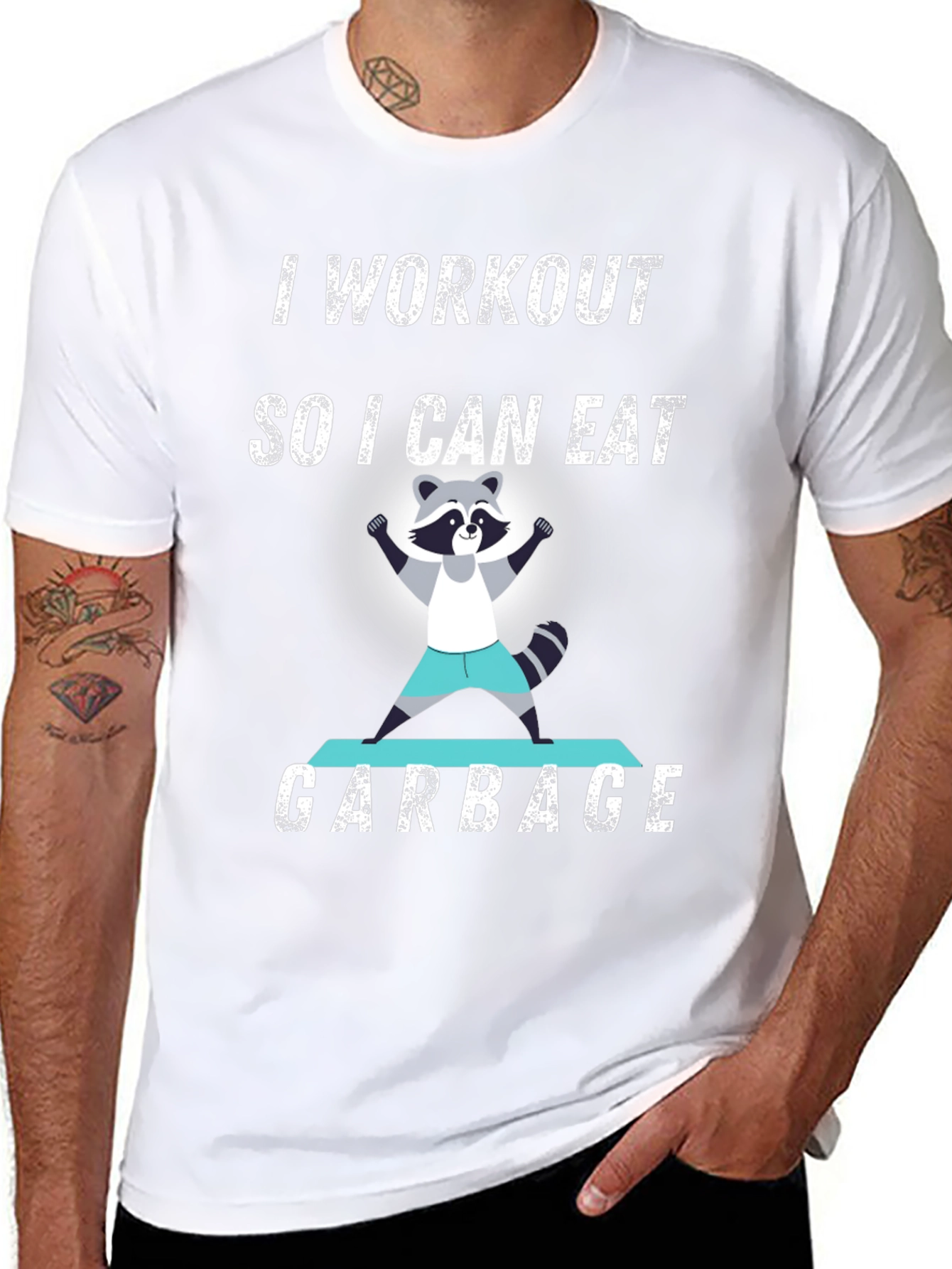 Workout to Eat Garbage Raccoon T-Shirt