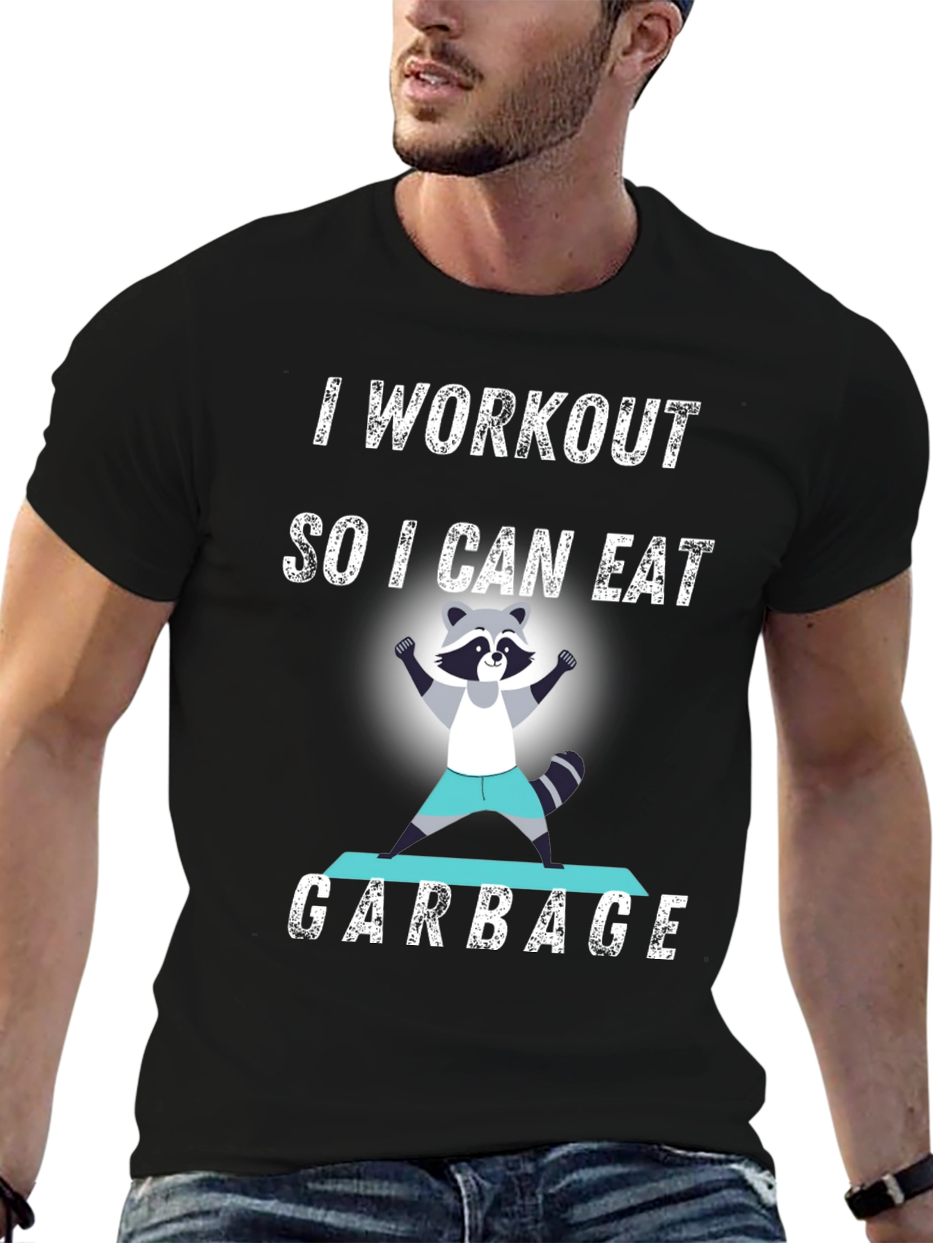 Workout to Eat Garbage Raccoon T-Shirt