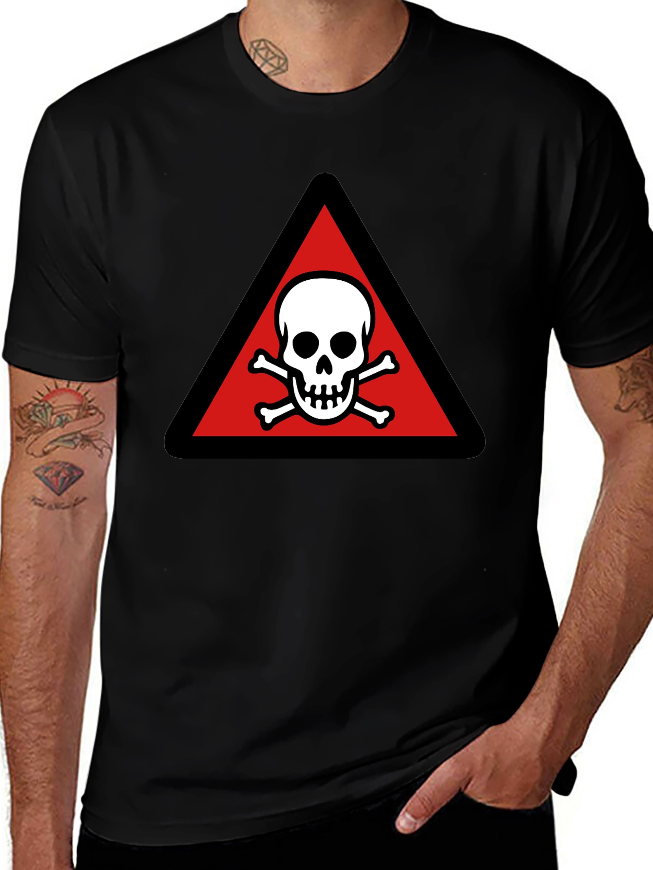 Skull & Crossbones Triangle T-Shirt - Black