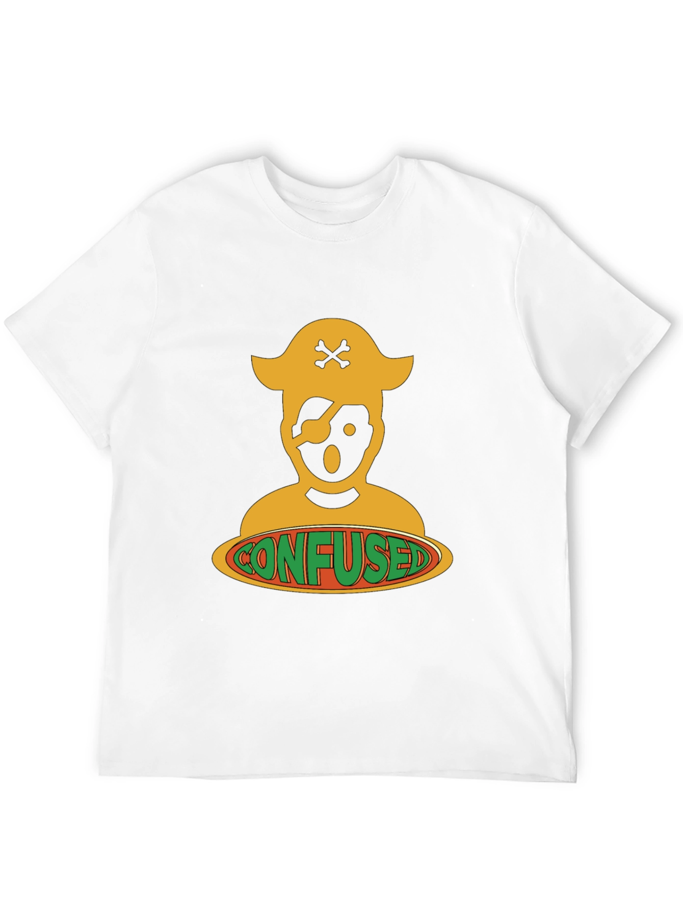 Confused Pirate Graphic Tee - Black Cotton Blend