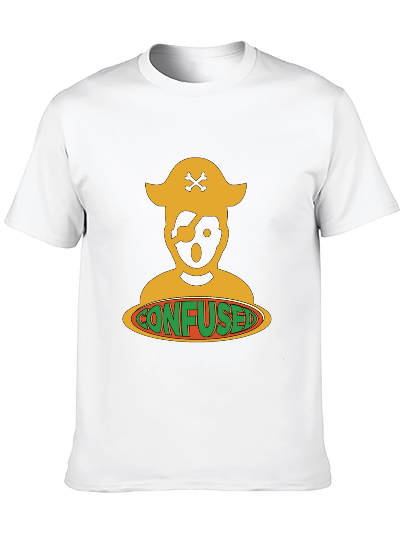 Confused Pirate Graphic Tee - Black Cotton Blend